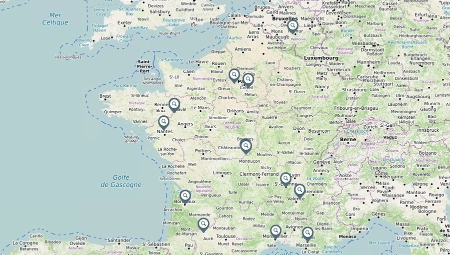 Carte des formations référencées par la FFJNS